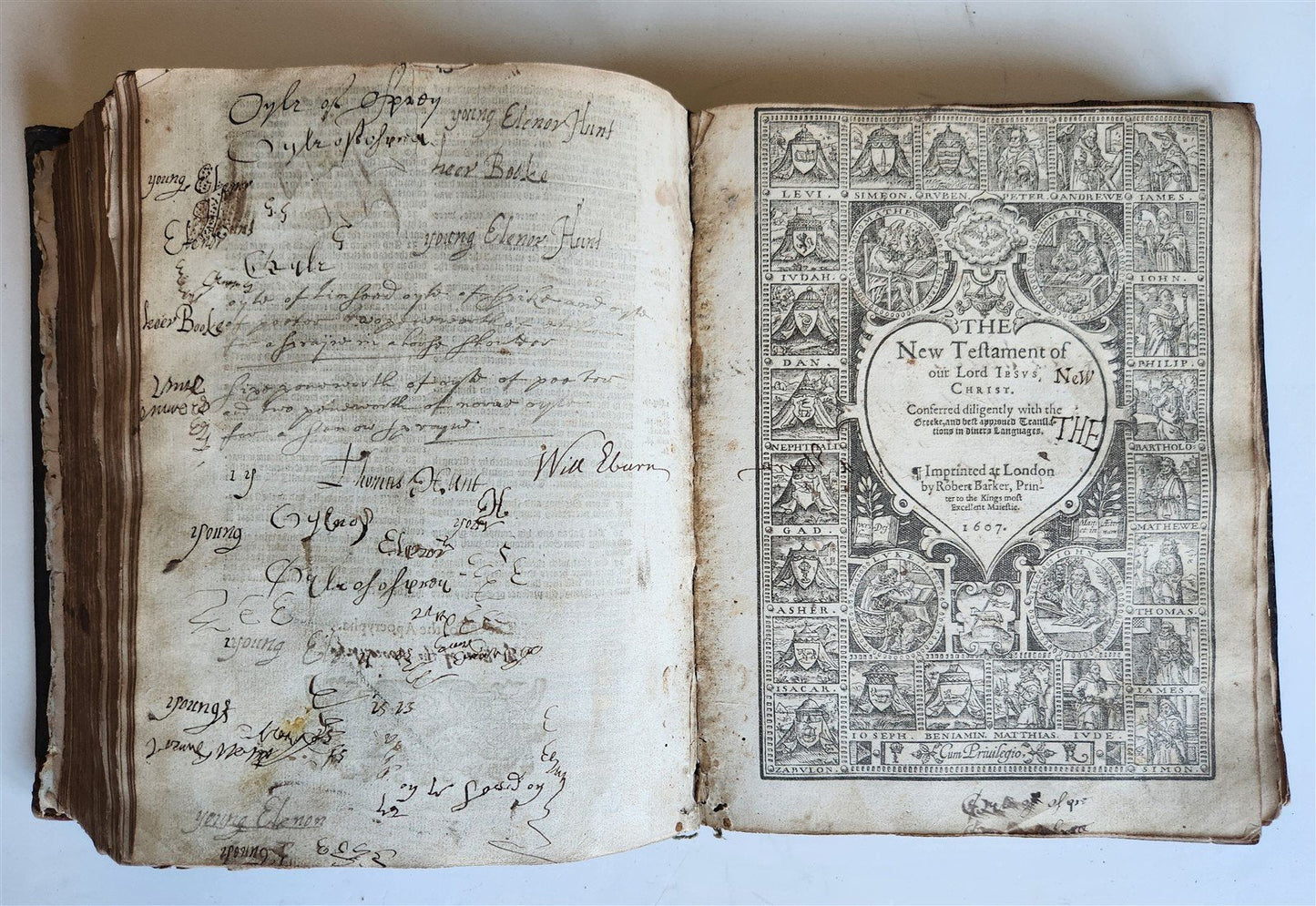 1607 BIBLE in ENGLISH antique OLD & NEW TESTAMENT printed by Robert Barker