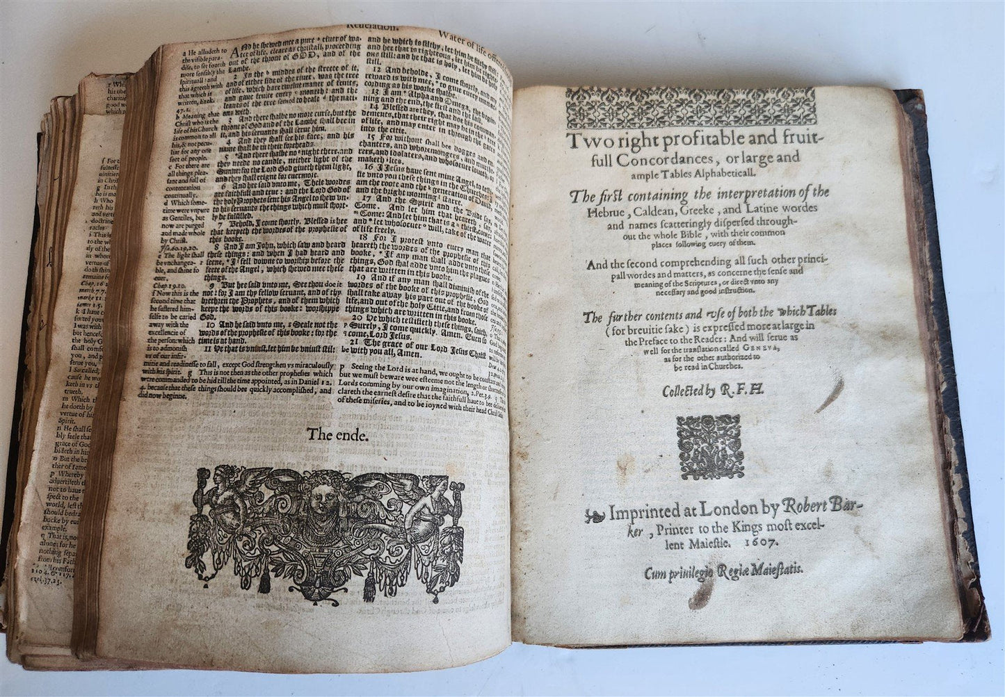 1607 BIBLE in ENGLISH antique OLD & NEW TESTAMENT printed by Robert Barker