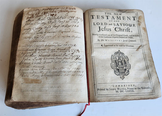 1677 BIBLE in ENGLISH antique OLD & NEW TESTAMENT Cambridge by John Hayes