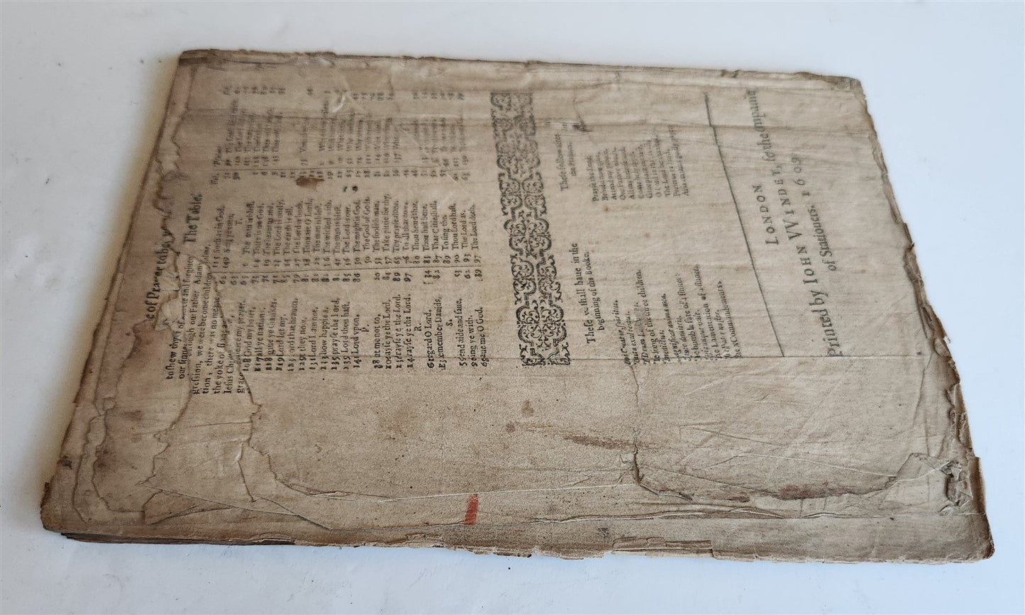 1608 BOOK of PSALMES in ENGLISH antique