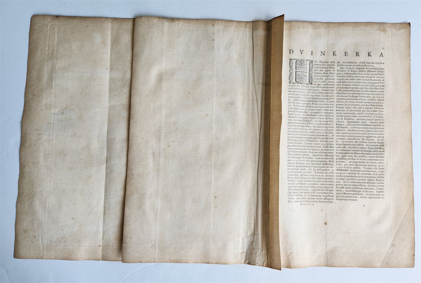 1640 SEA CHART of DUNKIRK COAST FRANCE antique MAP 20 by 31 inches by W.Blaeu