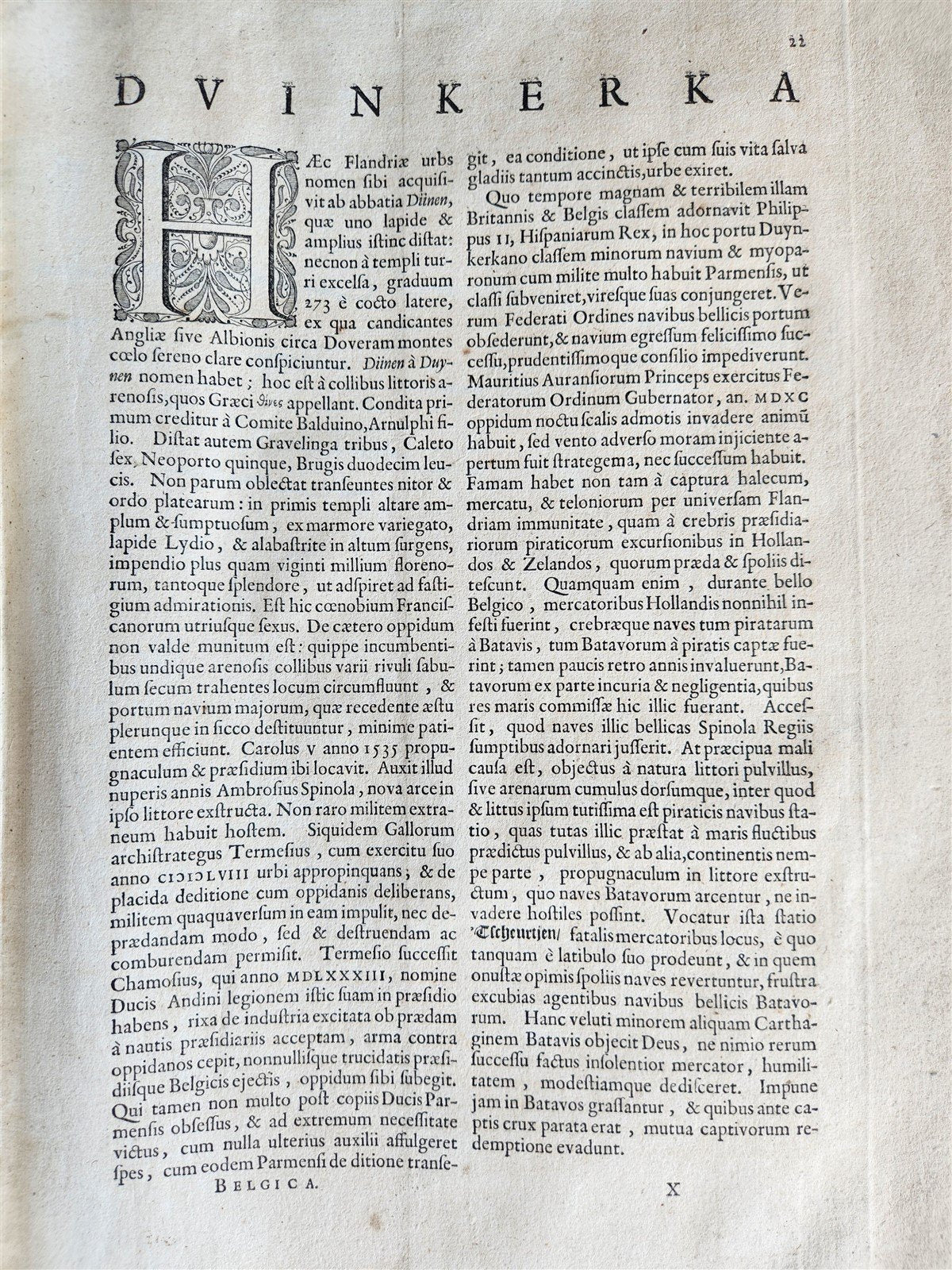 1640 SEA CHART of DUNKIRK COAST FRANCE antique MAP 20 by 31 inches by W.Blaeu