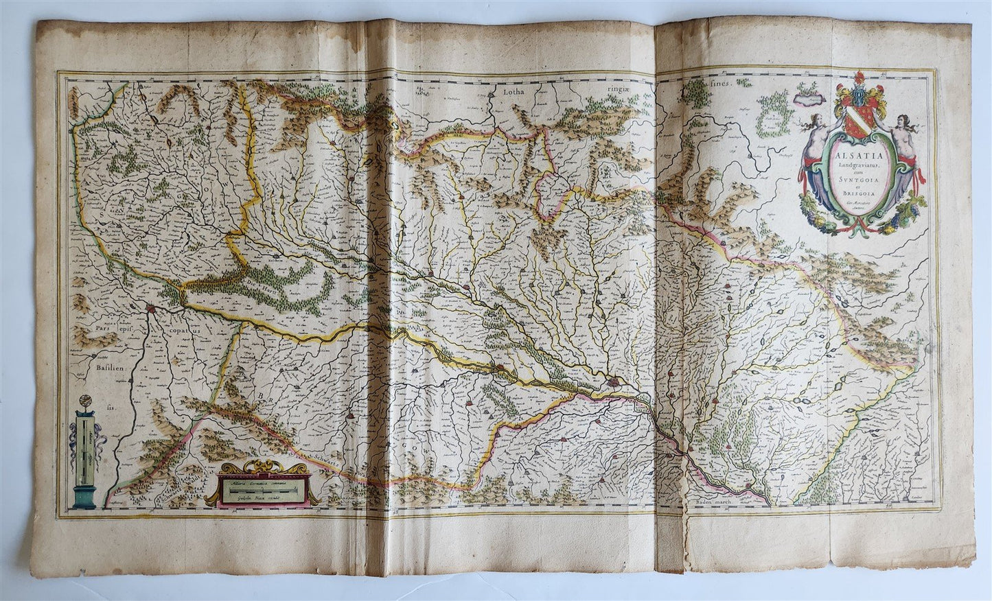 1640 ALSACE FRANCE antique MAP ALSATIA LANDGRAVIATUS