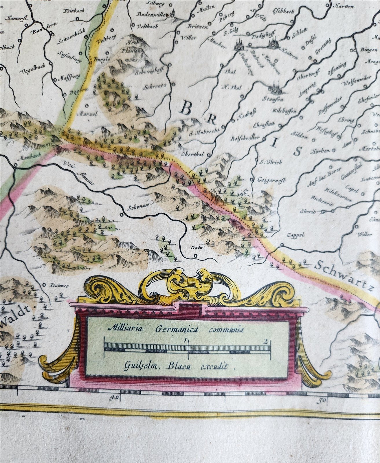 1640 ALSACE FRANCE antique MAP ALSATIA LANDGRAVIATUS