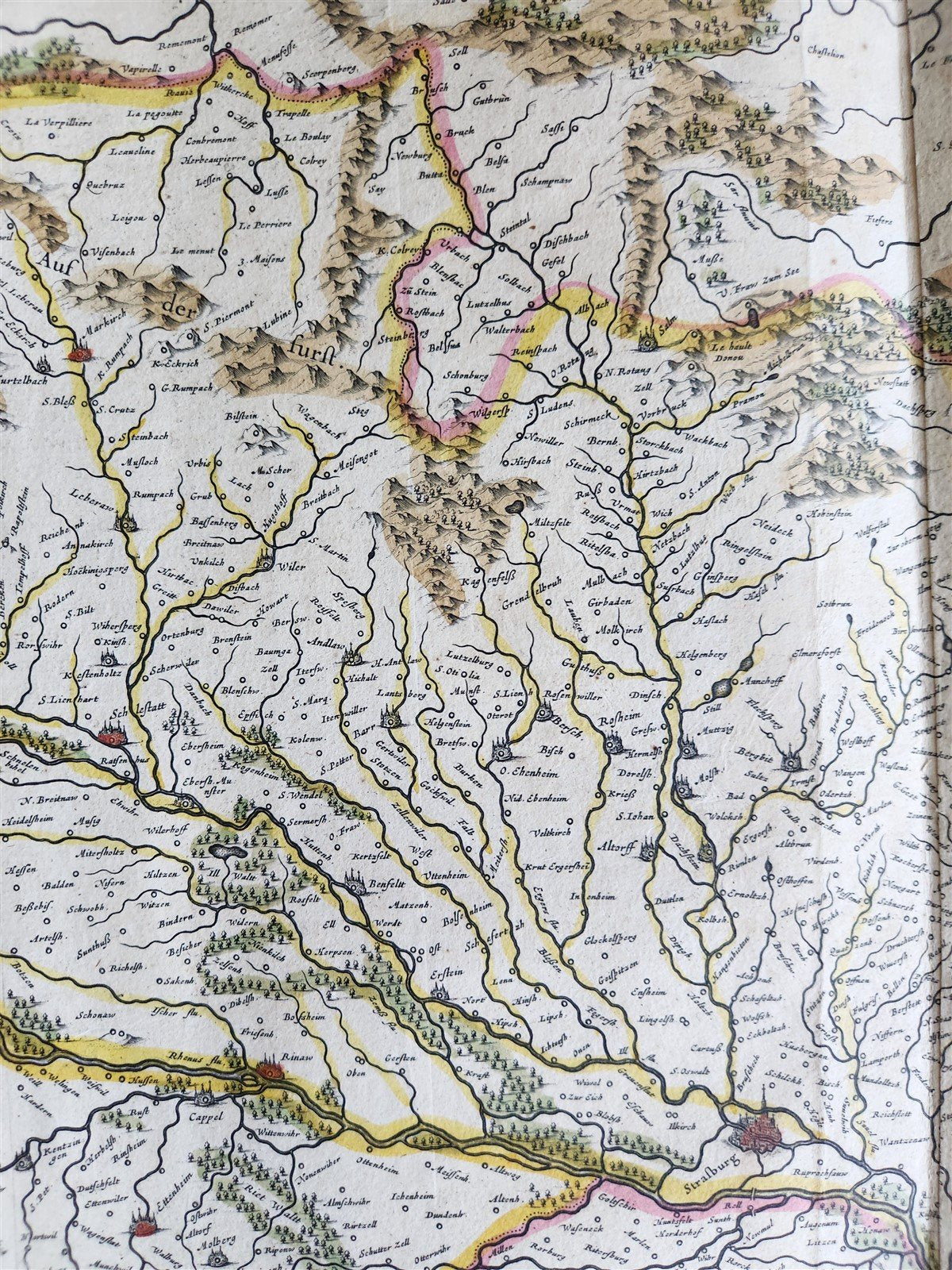1640 ALSACE FRANCE antique MAP ALSATIA LANDGRAVIATUS