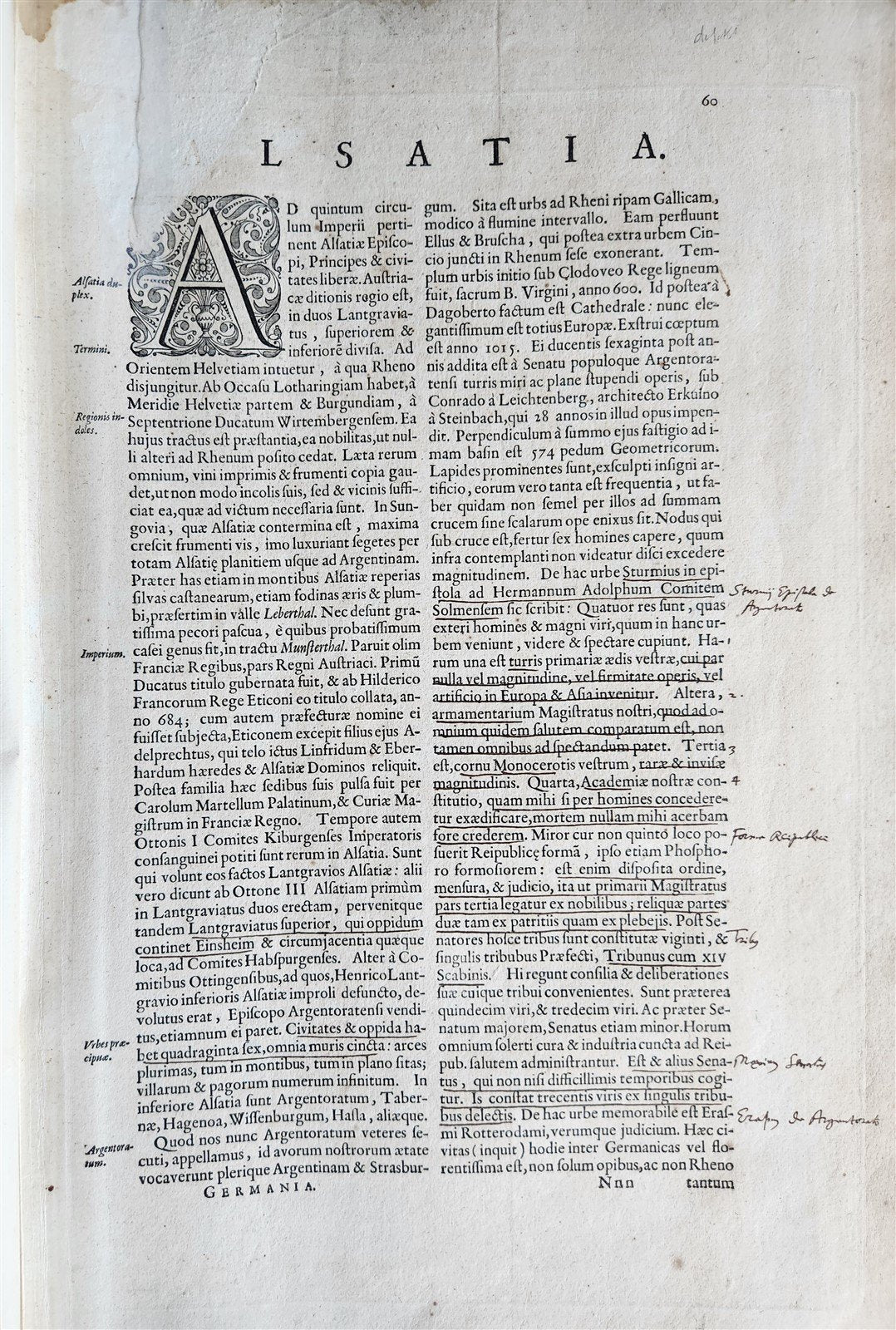 1640 ALSACE FRANCE antique MAP ALSATIA LANDGRAVIATUS