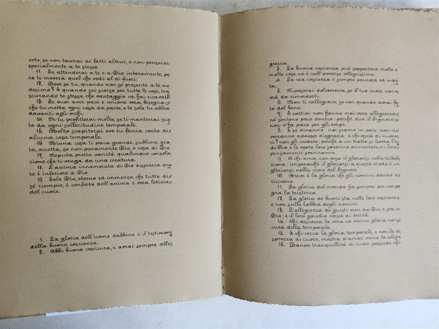 MANUSCRIPT in ITALIAN IMITATIO CHRISTI VELLUM BOUND