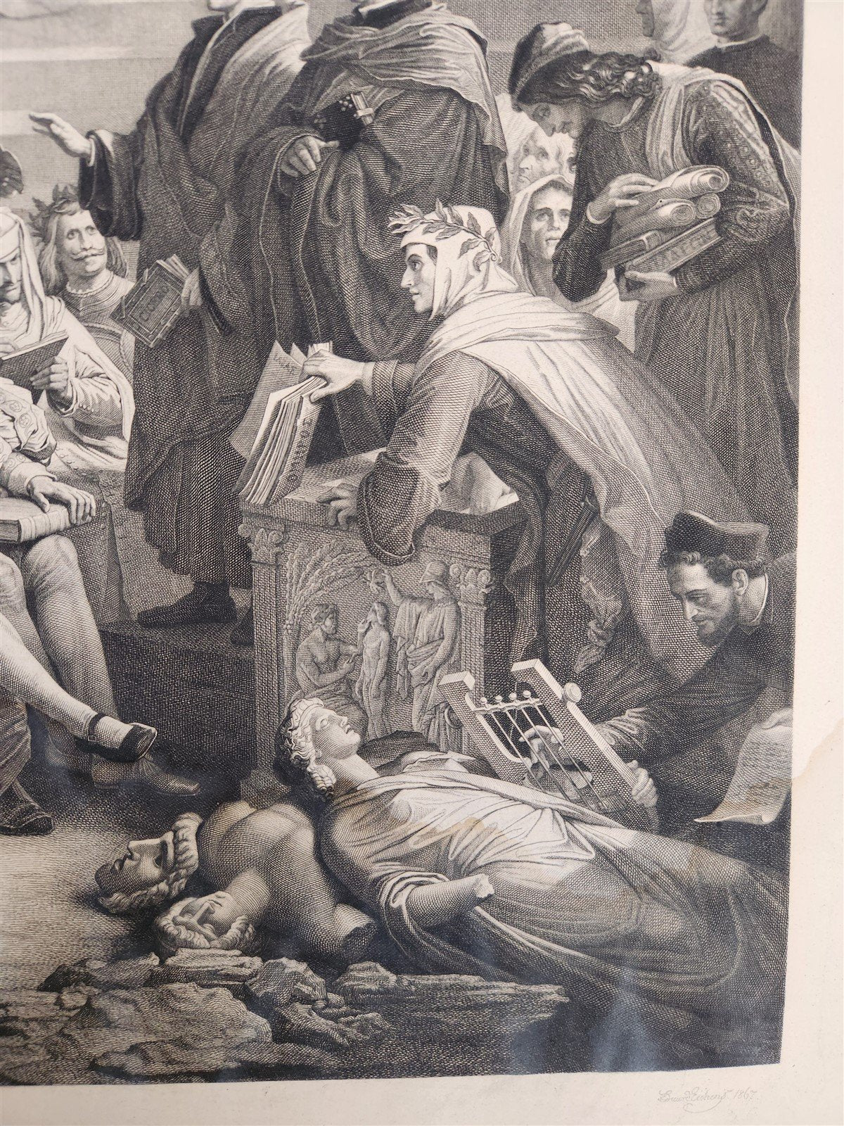 1867 THE REFORMATION LARGE ENGRAVING antique 26 by 30.5 inches