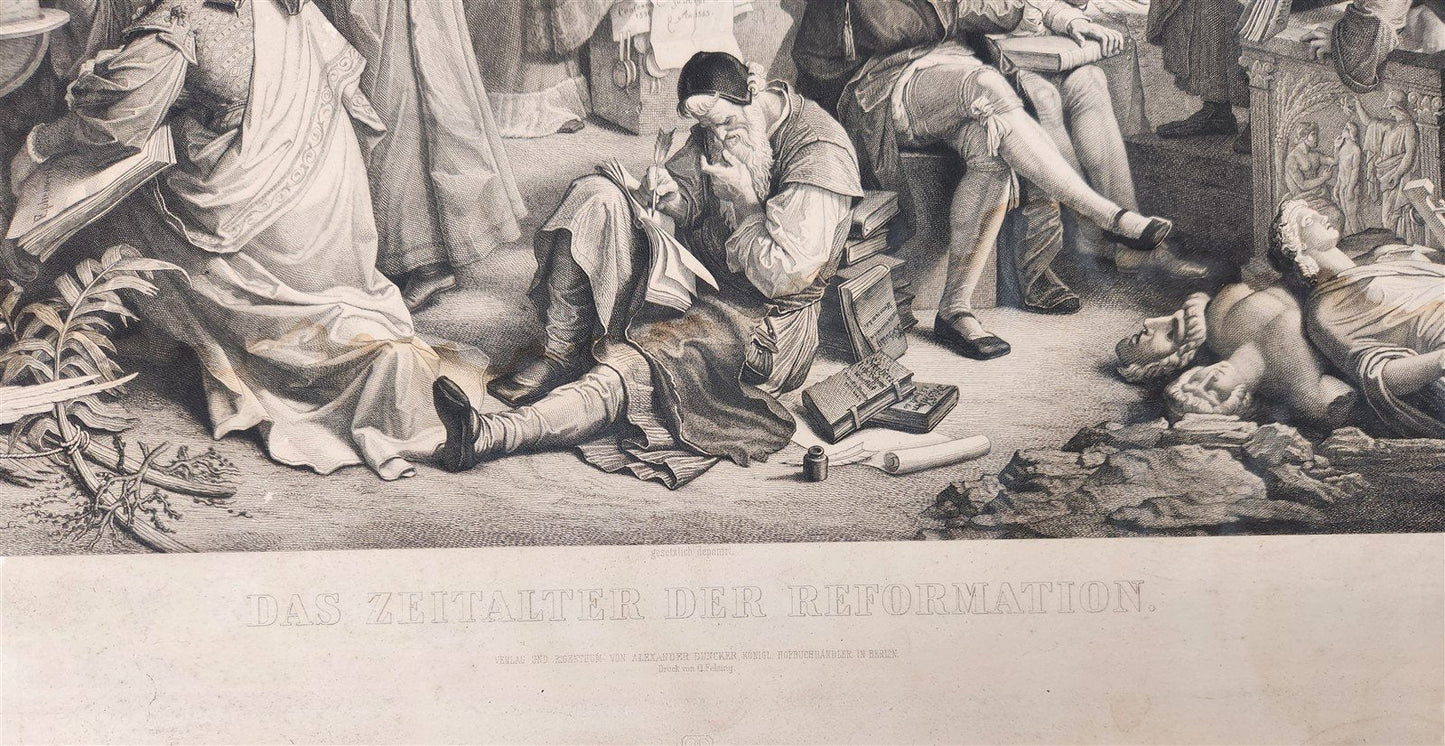 1867 THE REFORMATION LARGE ENGRAVING antique 26 by 30.5 inches