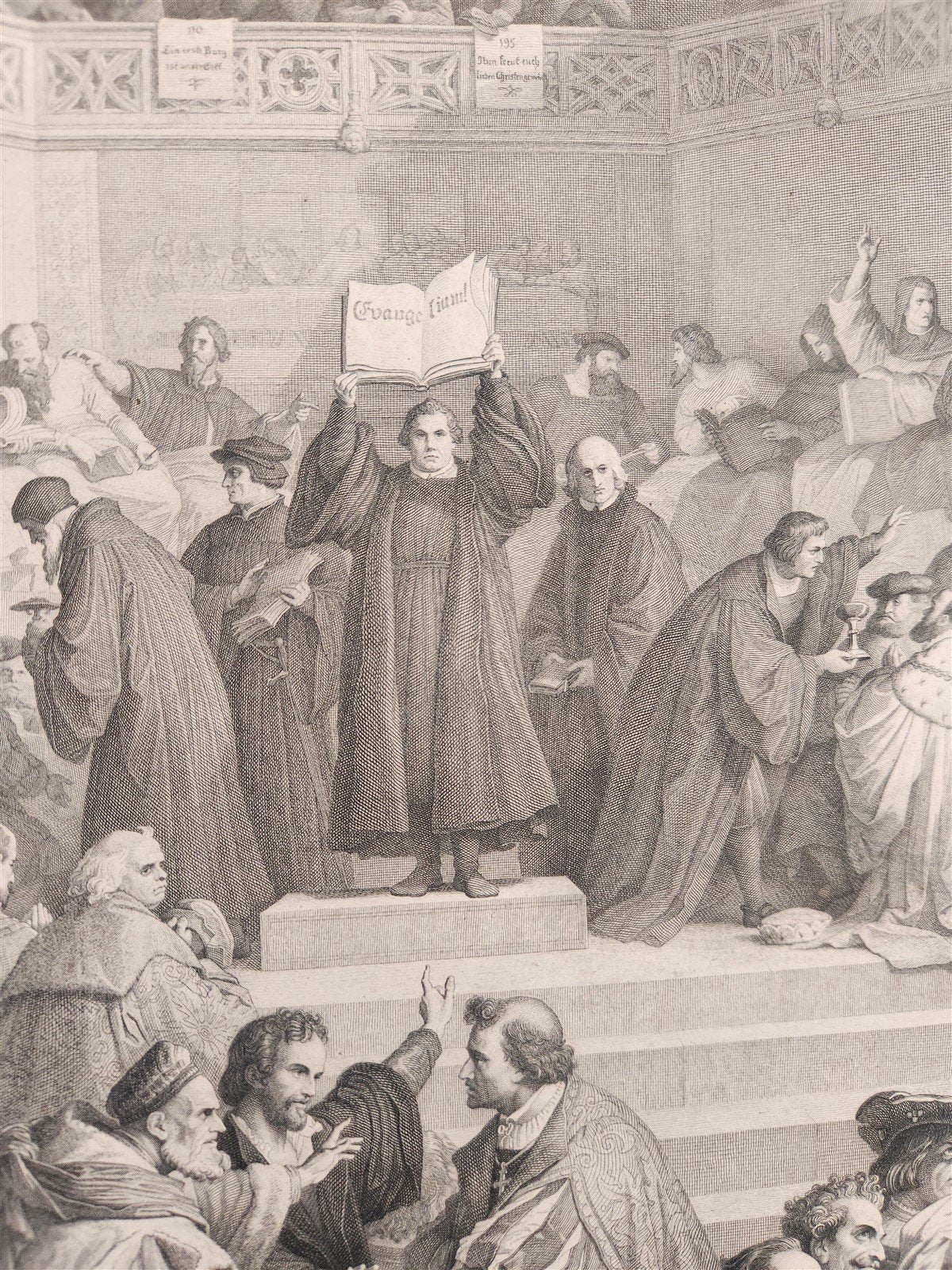 1867 THE REFORMATION LARGE ENGRAVING antique 26 by 30.5 inches