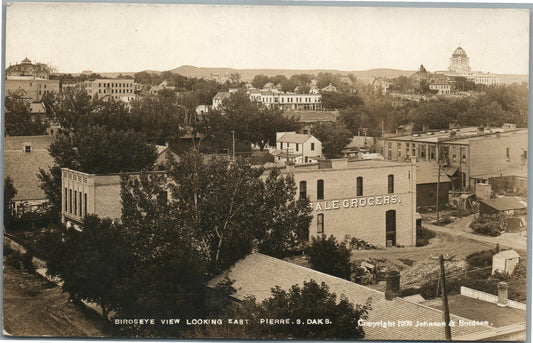 PIERRE SD BIRDSEYE VIEW ANTIQUE REAL PHOTO POSTCARD RPPC