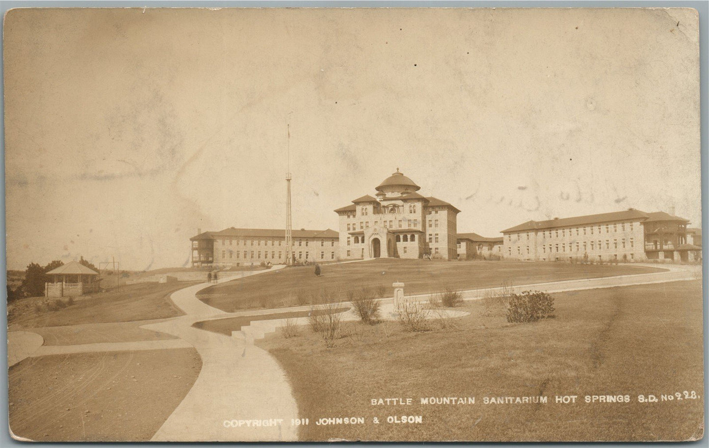 HOT SPRINGS SD BATTLE MOUNTAIN SANITARIUM ANTIQUE REAL PHOTO POSTCARD RPPC