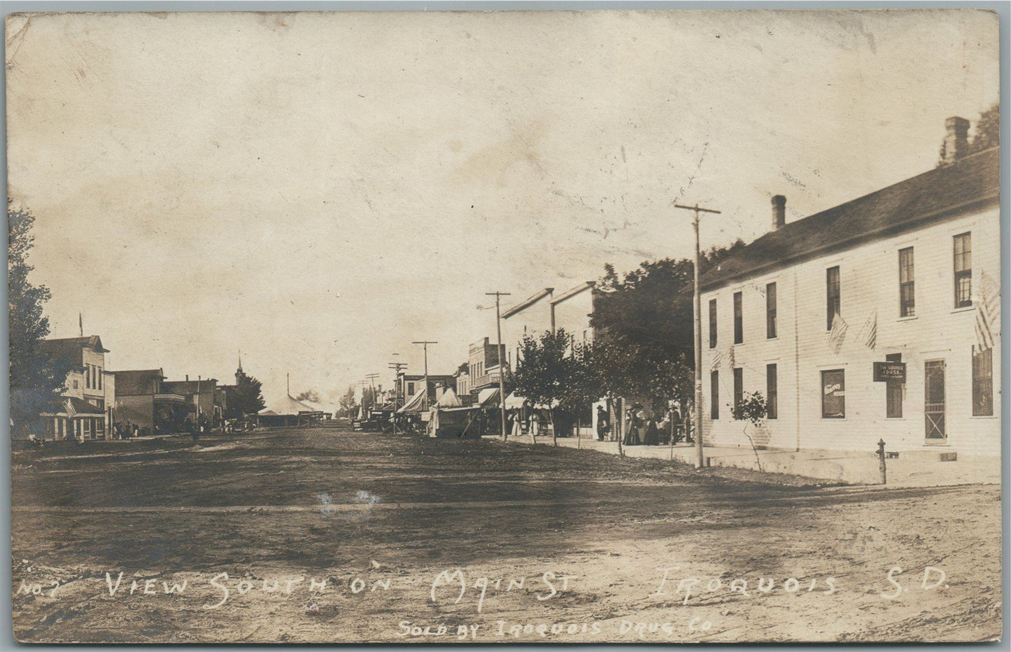 IROQUOIS SD MAIN STREET ANTIQUE REAL PHOTO POSTCARD RPPC