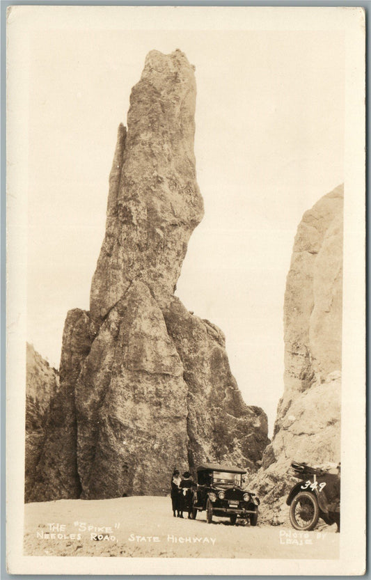 CUSTER STATE PARK SD THE SPIKE NEEDLES ROAD HWY ANTIQUE REAL PHOTO POSTCARD RPPC