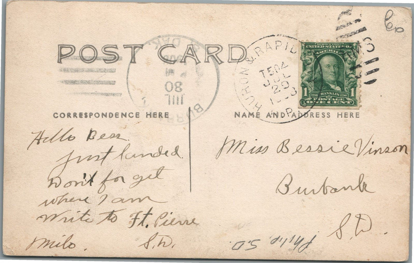 PHILIP SD ANTIQUE REAL PHOTO POSTCARD RPPC