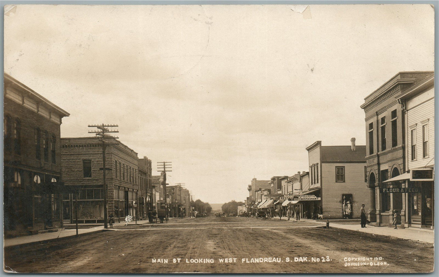 FLANDREAU SD MAIN STREET ANTIQUE REAL PHOTO POSTCARD RPPC