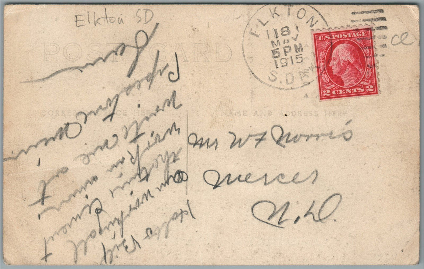 ELKTON SD PATRIOTIC PARADE OLD CARS US FLAGS ANTIQUE REAL PHOTO POSTCARD RPPC