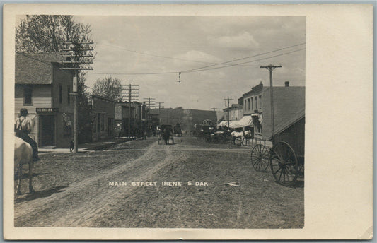 IRENE SD MAIN STREET ANTIQUE REAL PHOTO POSTCARD RPPC
