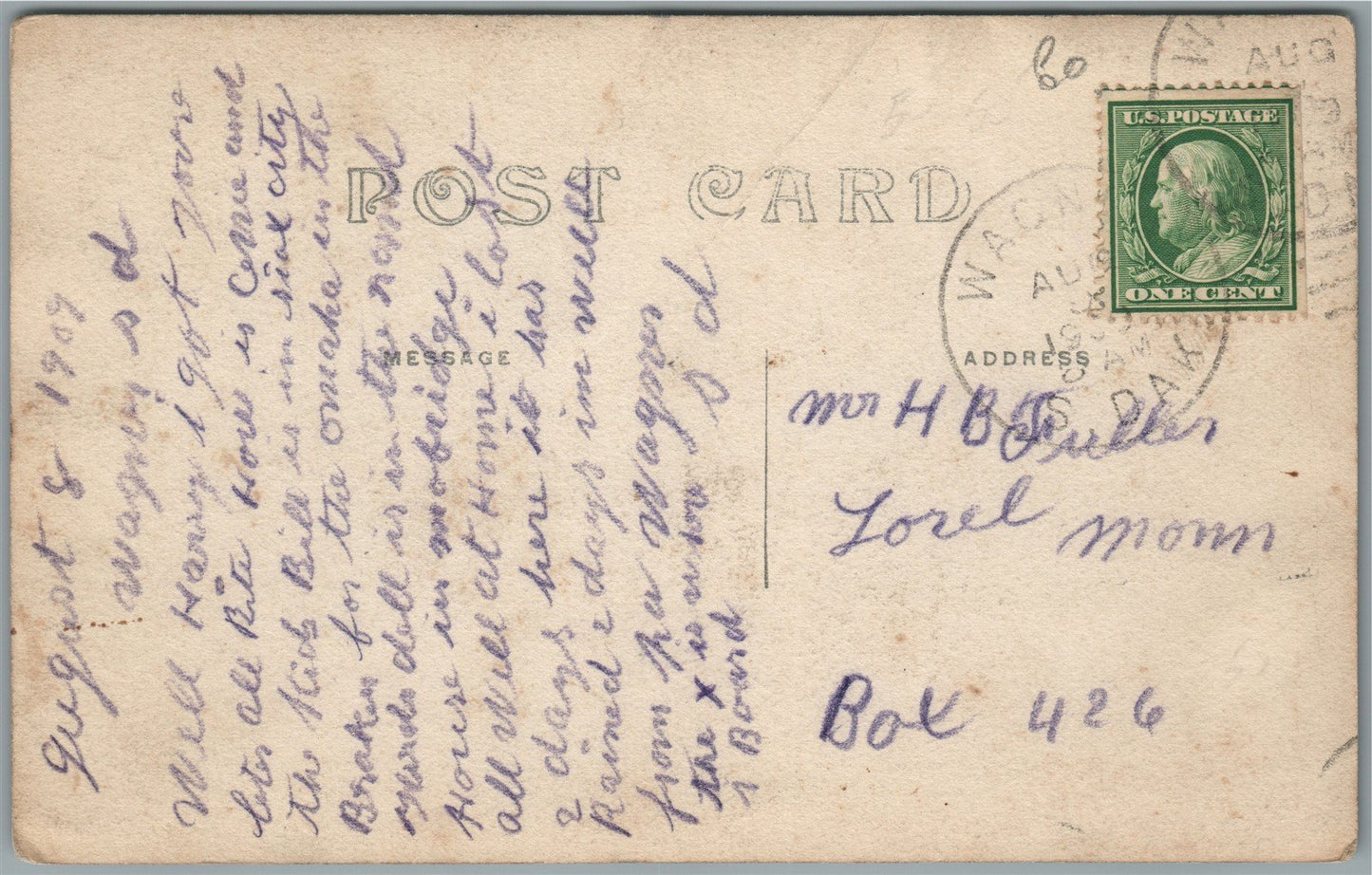 EAST WAGNERS SD STREET SCENE ANTIQUE REAL PHOTO POSTCARD RPPC