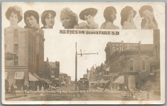 SIOUX FALLS SD COLLAGE ANTIQUE REAL PHOTO POSTCARD RPPC