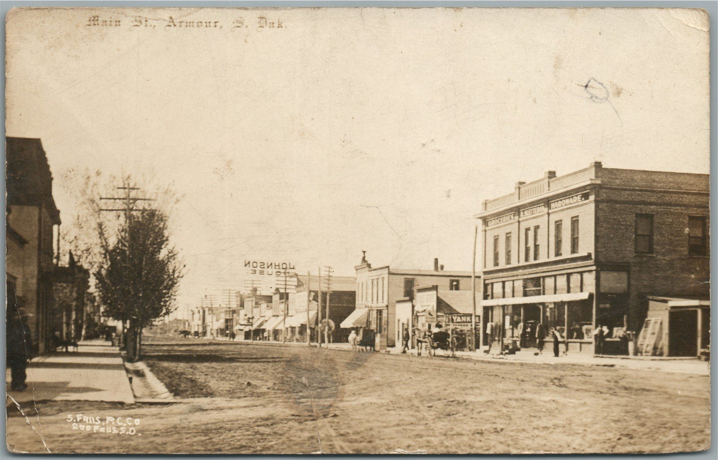 ARMOUR SD MAIN STREET ANTIQUE REAL PHOTO POSTCARD RPPC