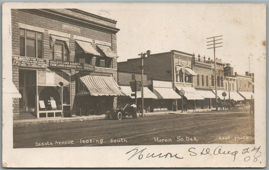 HURON SD DAKOTA AVENUE ANTIQUE REAL PHOTO POSTCARD RPPC