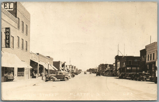 PLATTE SD MAIN STREET ANTIQUE REAL PHOTO POSTCARD RPPC