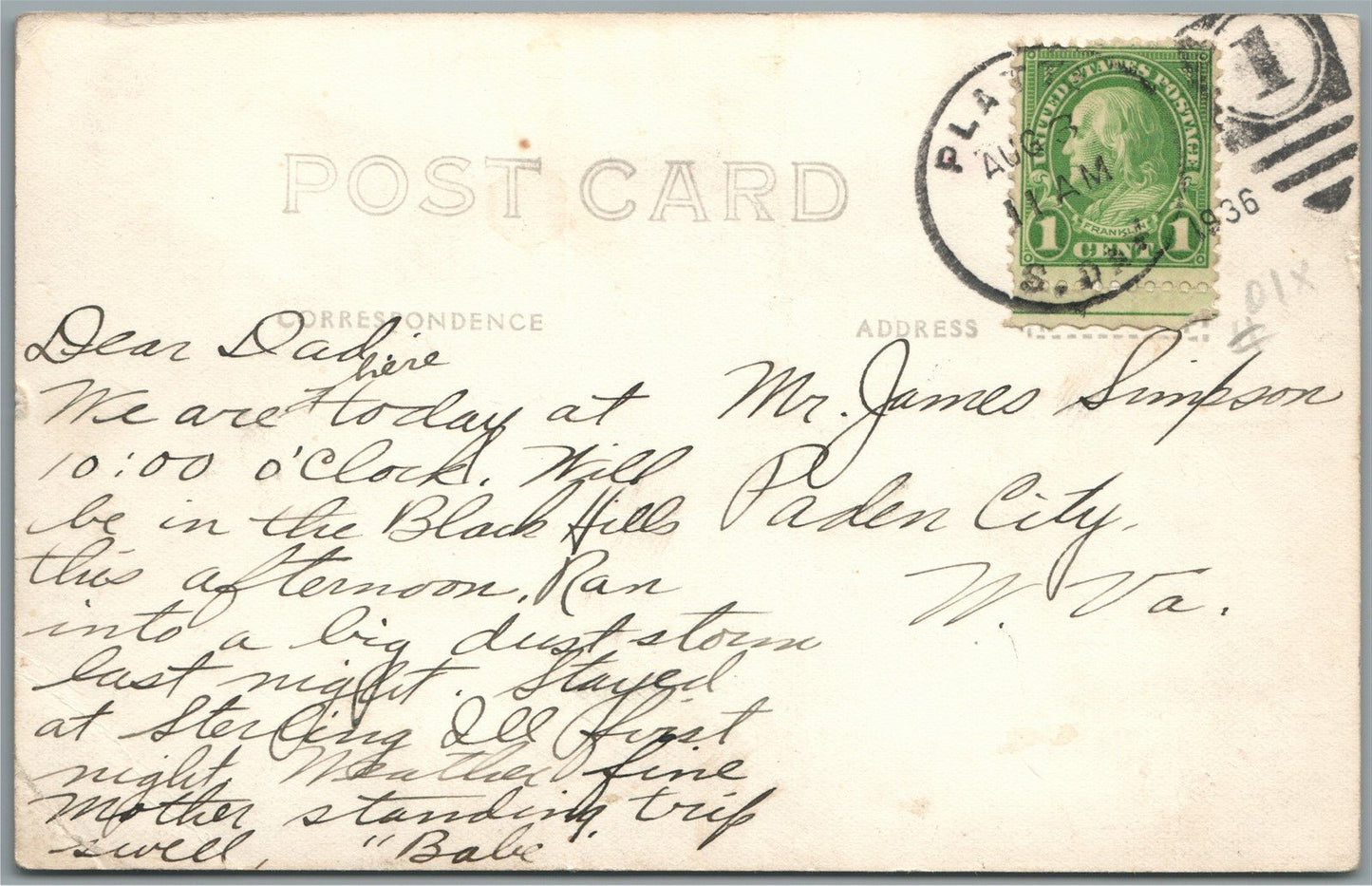 PLATTE SD MAIN STREET ANTIQUE REAL PHOTO POSTCARD RPPC