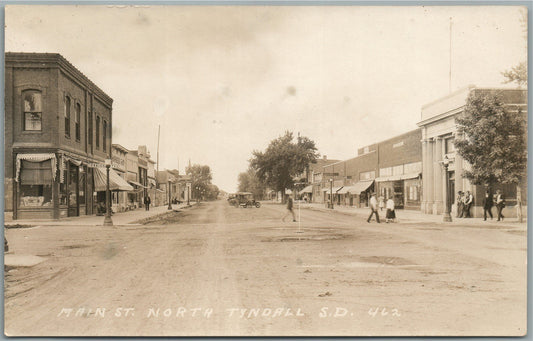 TYNDALL SD MAIN STREET ANTIQUE REAL PHOTO POSTCARD RPPC