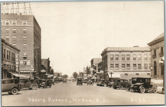 HURON SD DAKOTA AVENUE 1931 ANTIQUE REAL PHOTO POSTCARD RPPC
