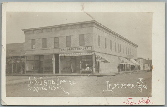 LEMMON SD US LAND OFFICE ANTIQUE REAL PHOTO POSTCARD RPPC