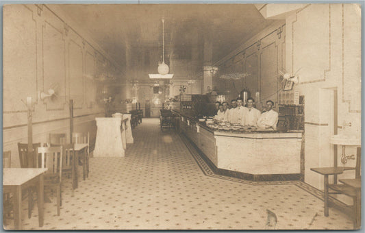 SIOUX FALLS SD OVER BOSTON CAFE INTERIOR ANTIQUE REAL PHOTO POSTCARD RPPC