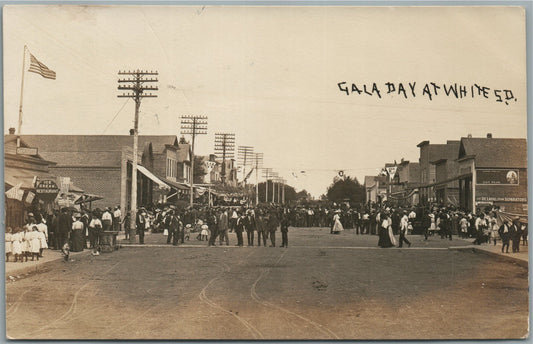 WHITE SD GALA DAY ANTIQUE REAL PHOTO POSTCARD RPPC