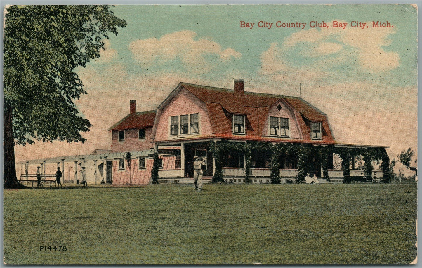 BAY CITY MI COUNTRY CLUB ANTIQUE POSTCARD