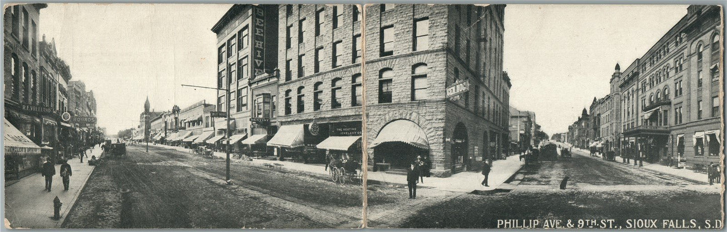 SIOUX FALLS SD PHILLIP AVENUE ANTIQUE DOUBLE POSTCARD