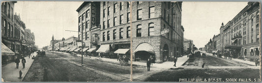 SIOUX FALLS SD PHILLIP AVENUE ANTIQUE DOUBLE POSTCARD