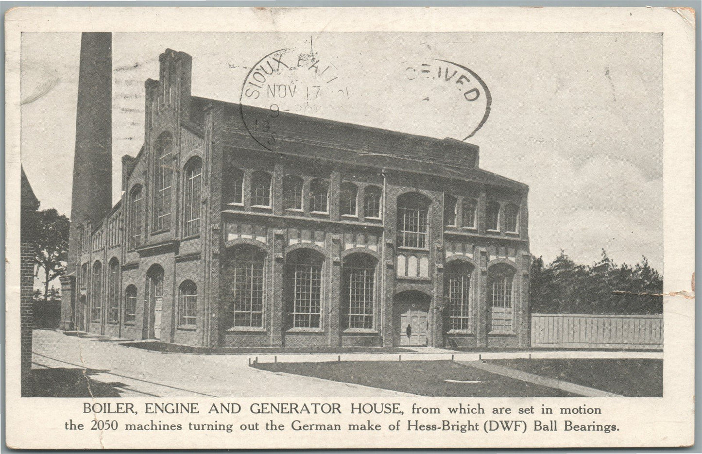 PHILADELPHIA PA GERMAN HOME OF HESS-BRIGHT BALL BEARINGS ANTIQUE POSTCARD