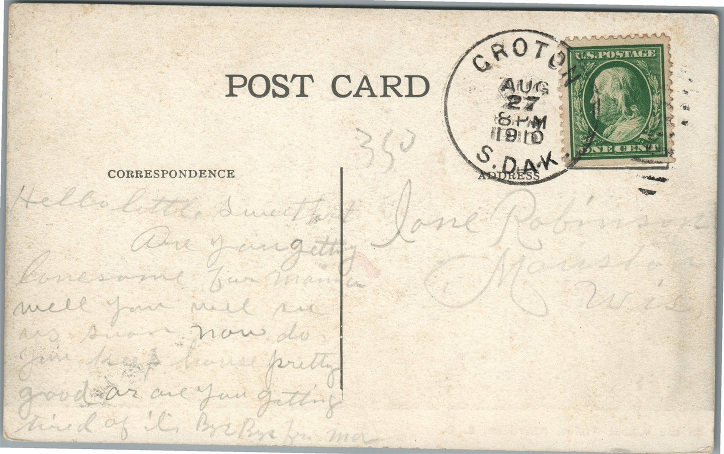 ABERDEEN SD WHEAT FIELDS ANTIQUE POSTCARD