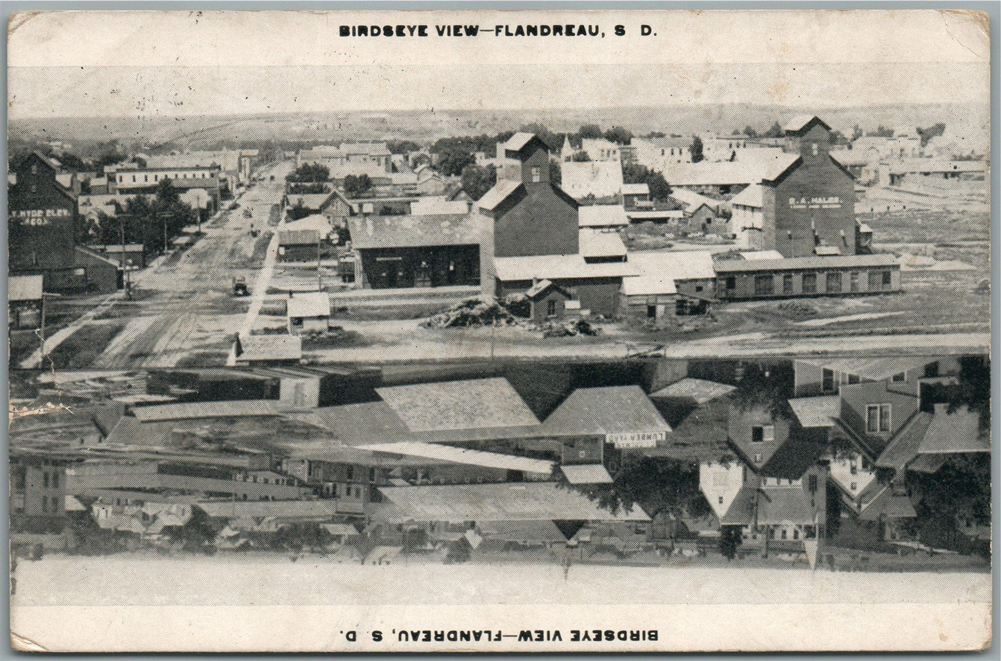 FLANDREAU SD BIRDSEYE VIEW ANTIQUE POSTCARD