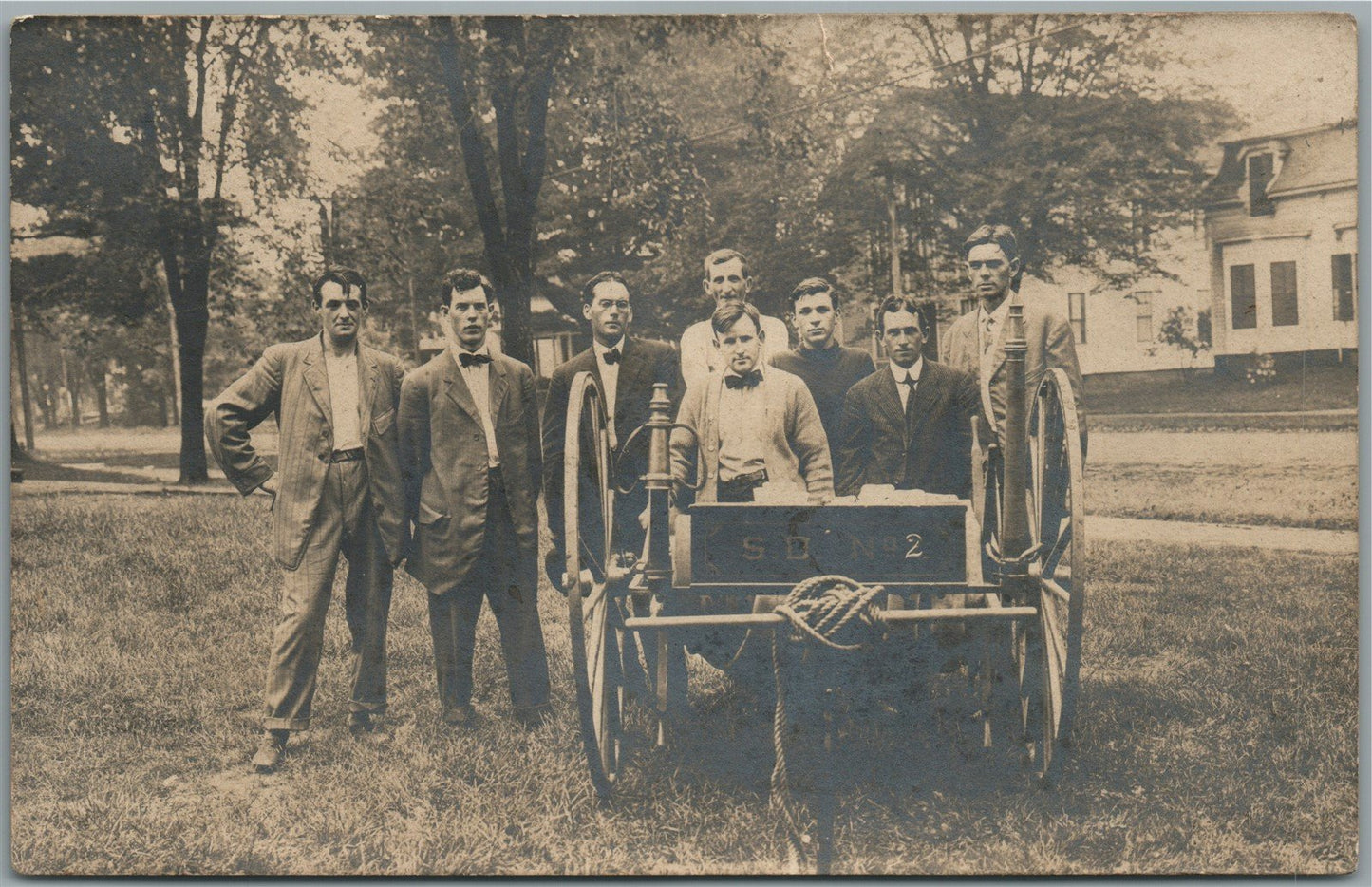 SOUTH DAKOTA HAND-TUB FIRE ENGINE ANTIQUE REAL PHOTO POSTCARD RPPC