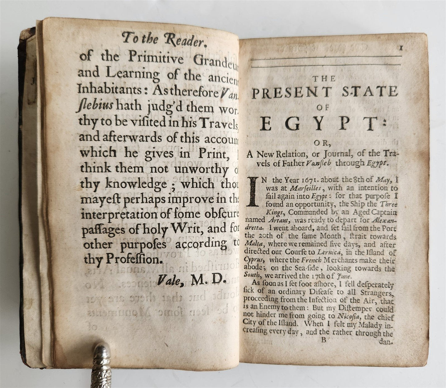 1678 PRESENT STATE of EGYPT antique 1672 VOYAGE of Johann Wansleben 1st EDITION
