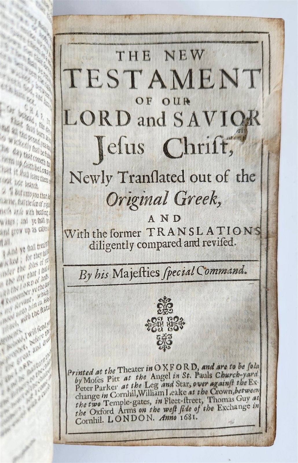 1681 BIBLE in ENGLISH antique OLD & NEW TESTAMENT BINDING w/METAL CORNER PIECES