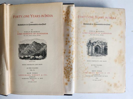 1897 FORTY-ONE YEARS in INDIA by LORD ROBERTS of KANDAHAR 2 volumes ILLUSTRATED