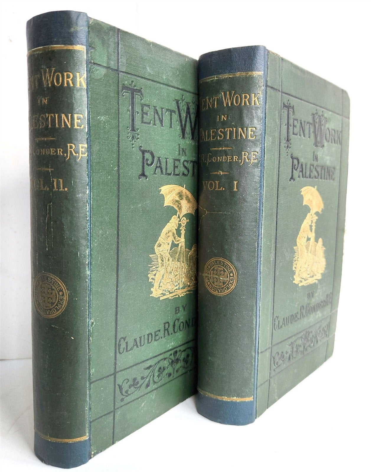 1879 TENT WORK in PALESTINE DISCOVERY & ADVENTURE antique 2 VOLUMES ILLUSTRATED