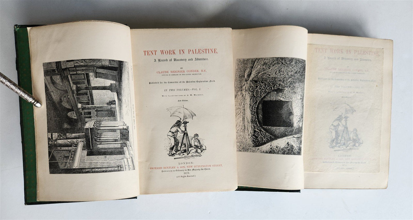 1879 TENT WORK in PALESTINE DISCOVERY & ADVENTURE antique 2 VOLUMES ILLUSTRATED