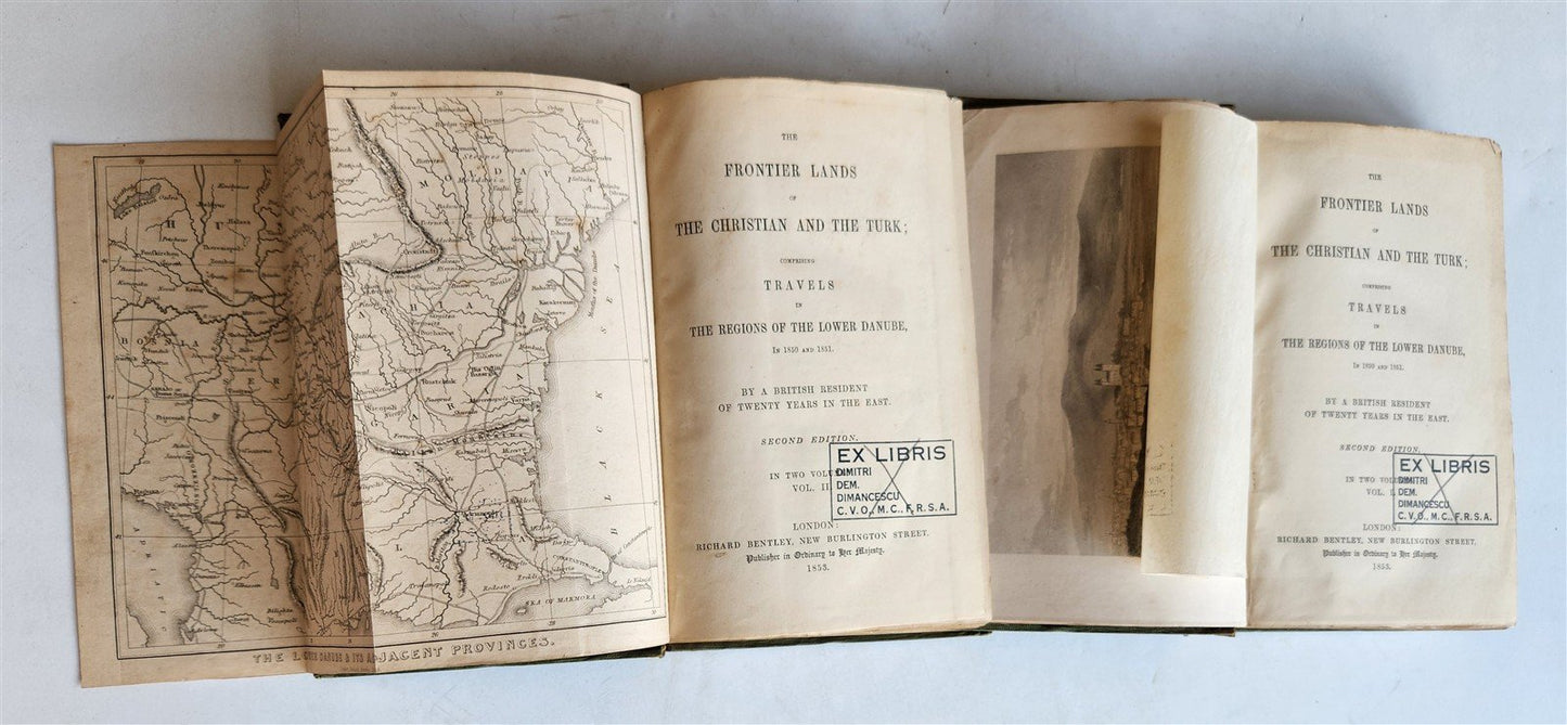 1853 FRONTIER LANDS of CHRISTIAN & TURK antique 2 VOLUMES w/ MAP by J.Skene