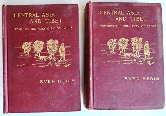 1903 CENTRAL ASIA & TIBET by SVEN HEDIN 2 VOLS antique ILLUSTRATED