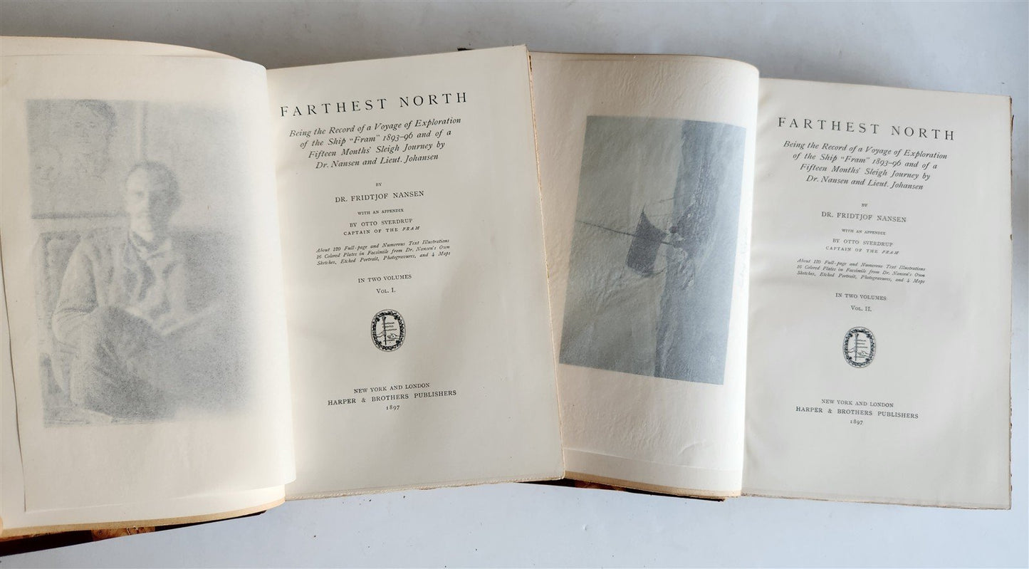 1897 FARTHEST NORTH by NANSEN 2 VOLS antique Voyage of Exploration of Ship FRAM