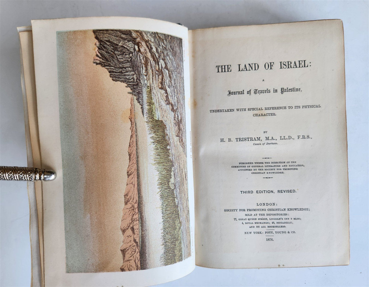 1876 THE LAND OF ISRAEL JOURNAL OF TRAVELS in PALESTINE ILLUSTRATED antique