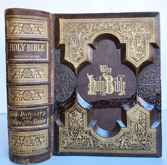 1875 BIBLE in ENGLISH ANTIQUE VICTORIAN MASSIVE FOLIO GUSTAVE DORE ILLUSTRATED